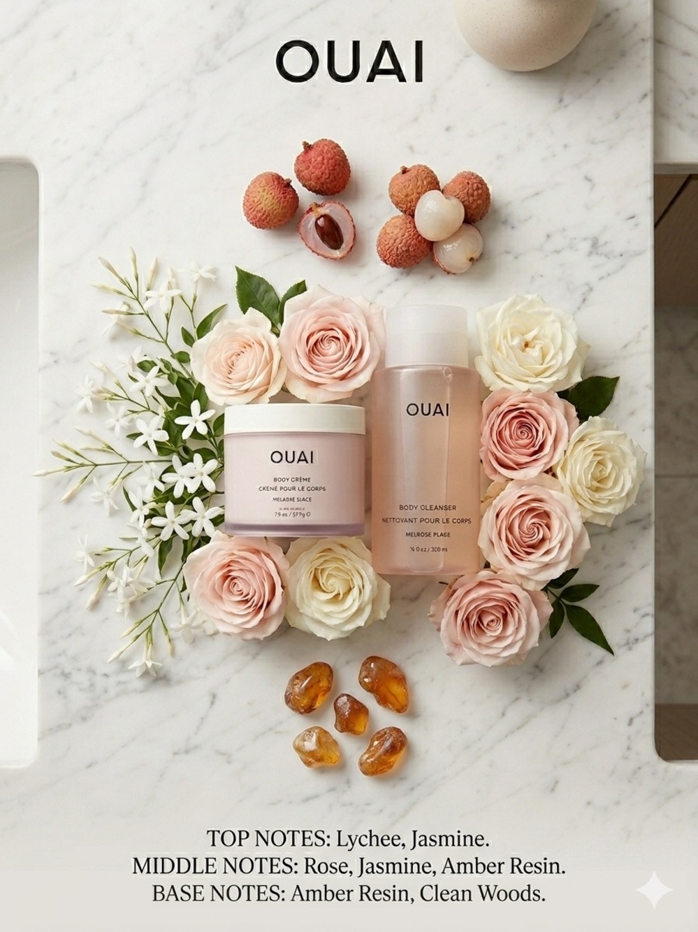 NEW OUAI Melrose Place Body Crème & Body Wash Set - Luxury Skincare Gift - Picture 7 of 9